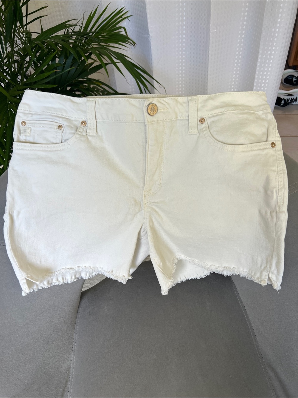 Summer Sale! Sexy Seven7 White Denim Cutoff Shorts with Frayed Hem